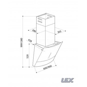 LEX Tata 600 Black - Наклонная кухонная вытяжка LEX Tata 600 Black - Наклонная кухонная вытяжка