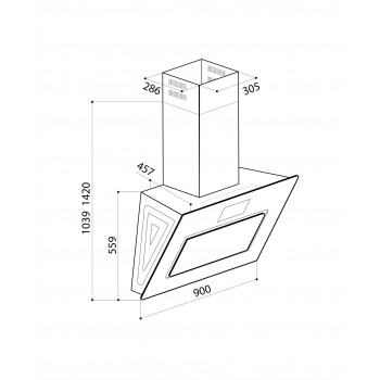 LEX Aurora 900 Black + Tv - Наклонная кухонная вытяжка LEX Aurora 900 Black + Tv - Наклонная кухонная вытяжка