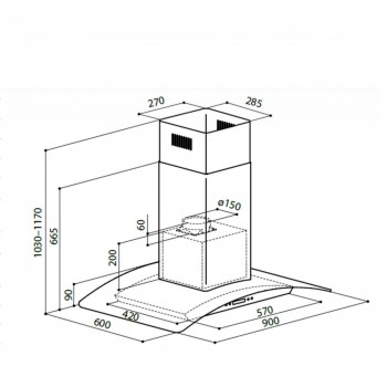 LEX Paris Isola 900 Inox - Вытяжка кухонная островная LEX Paris Isola 900 Inox - Вытяжка кухонная островная