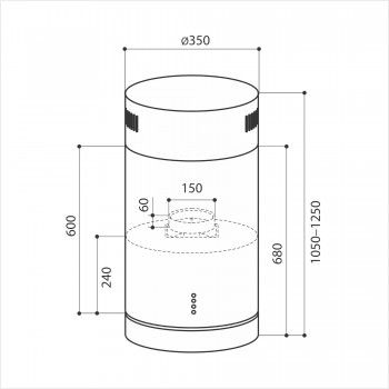 LEX Tubo Isola 350 Inox - Вытяжка кухонная островная LEX Tubo Isola 350 Inox - Вытяжка кухонная островная