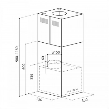 LEX Tubo Quattro Isola 350 Inox - Вытяжка кухонная островная LEX Tubo Quattro Isola 350 Inox - Вытяжка кухонная островная