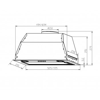 LEX GS BLOC P 600 Inox - Вытяжка кухонная встраиваемая LEX GS BLOC P 600 Inox - Вытяжка кухонная встраиваемая